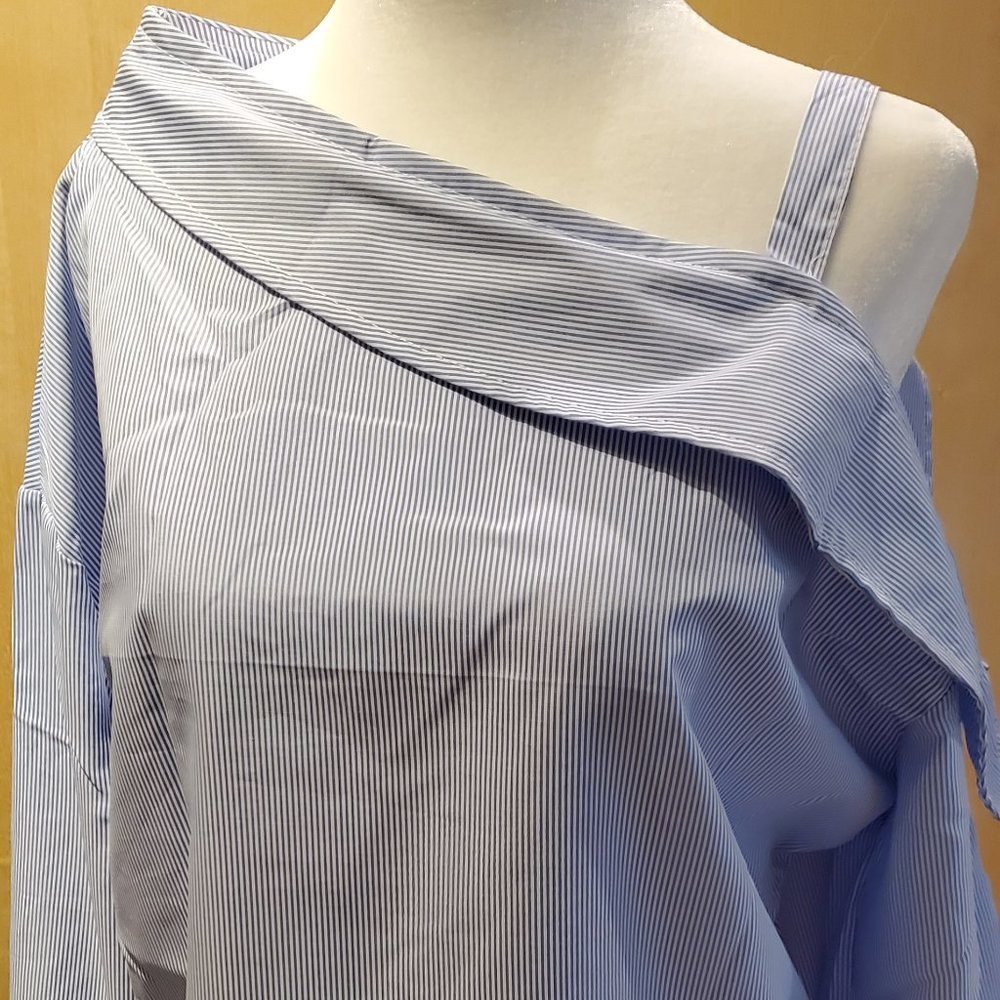 One Shoulder Stripped Blouse